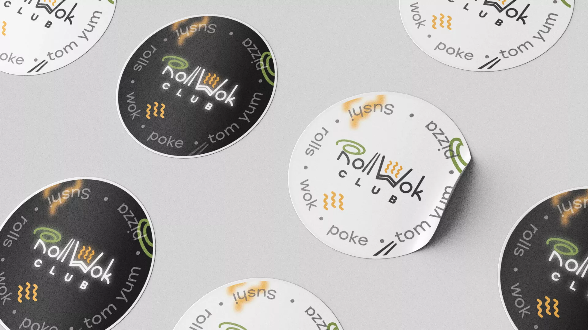 Разработка наклеек для суши-бара «Roll Wok Club» в Вичуге
